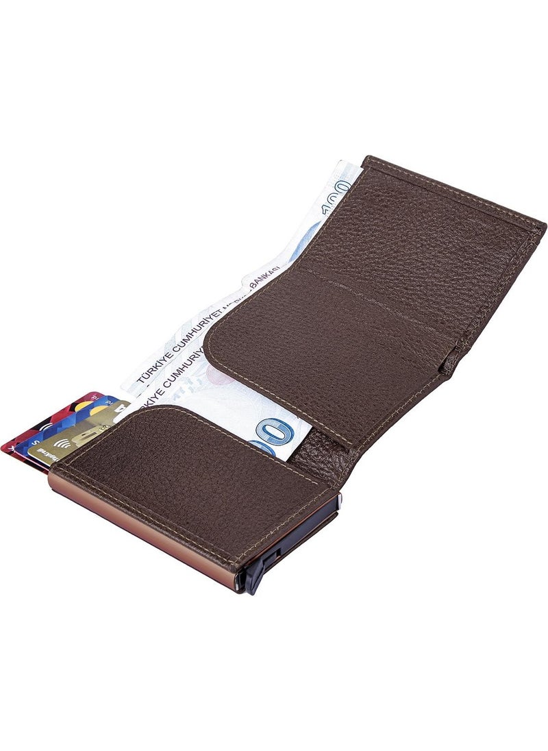 Louisiana Polo - Mechanism Card Holder Genuine Leather Brown 5540 - Image 1