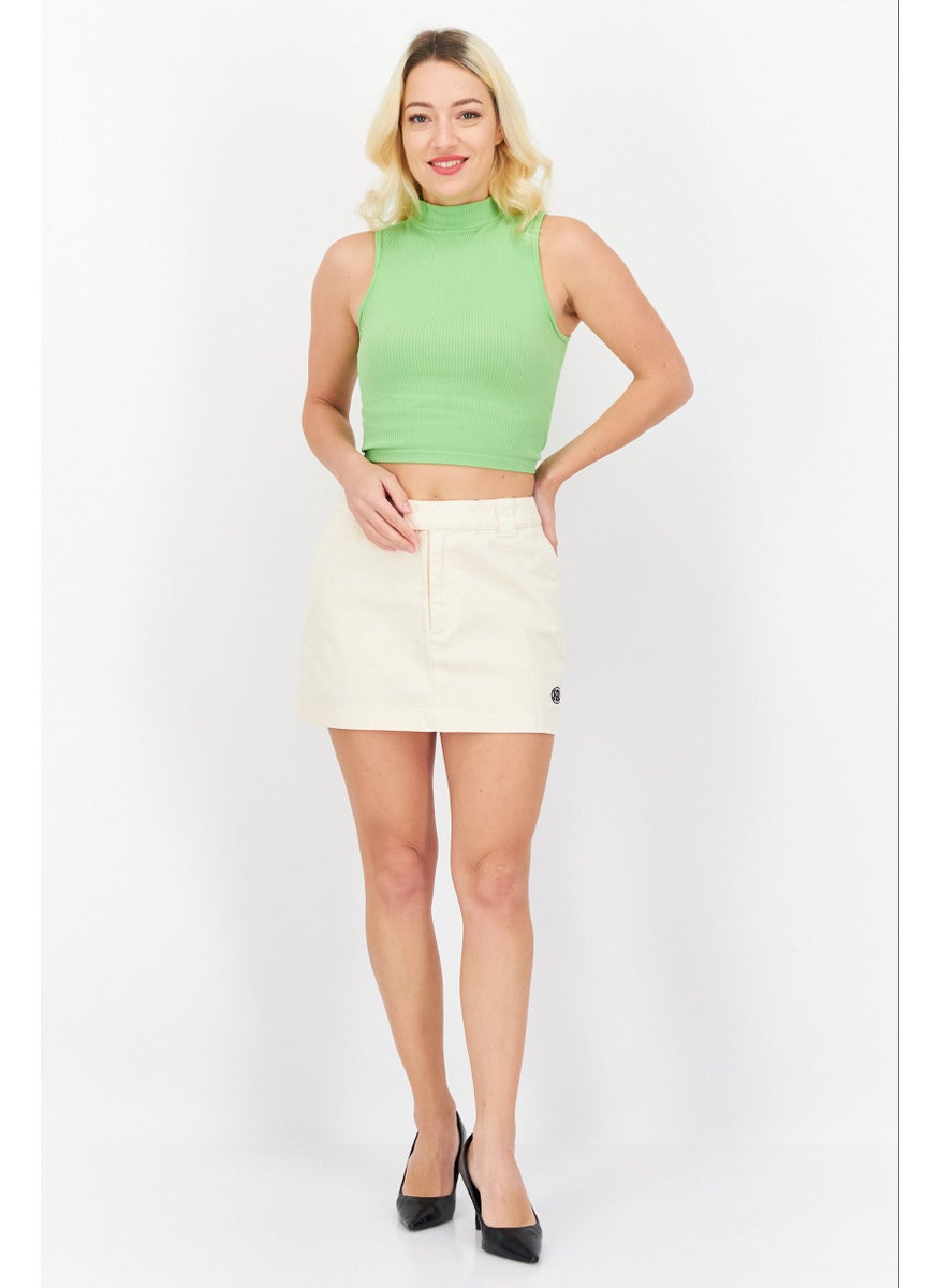 X-Girl Women Regular Fit Plain Denim Mini Skirt, Peach  - Image 2