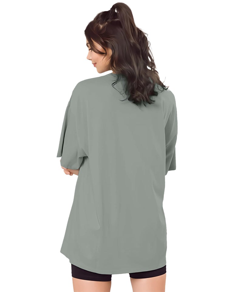 SHODOX® Women’s Cotton Blend Oversized Drop Shoulder Printed T-Shirt | Soft, Breathable & Light Weight | Loose Fit Stylish Top for Girls with Premium Graphic Print - Image 2