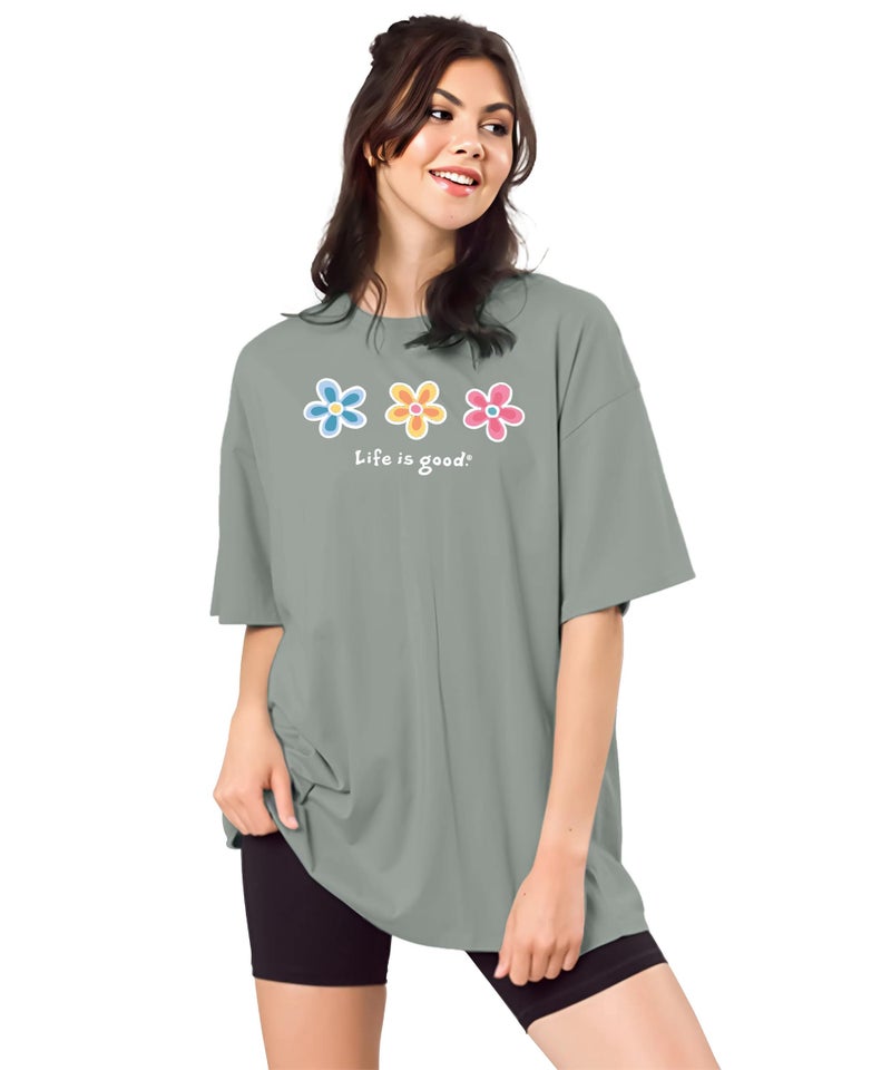 SHODOX® Women’s Cotton Blend Oversized Drop Shoulder Printed T-Shirt | Soft, Breathable & Light Weight | Loose Fit Stylish Top for Girls with Premium Graphic Print - Image 1