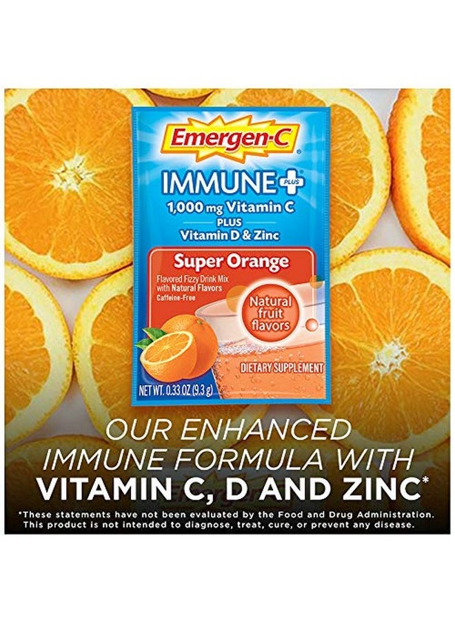 Emergen-C Immune+ 1000Mg Vitamin C Powder With Vitamin D Zinc Antioxidants And Electrolytes For Immunity Immune Support Dietary Supplement Super Orange Flavor 50 Count  - Image 4