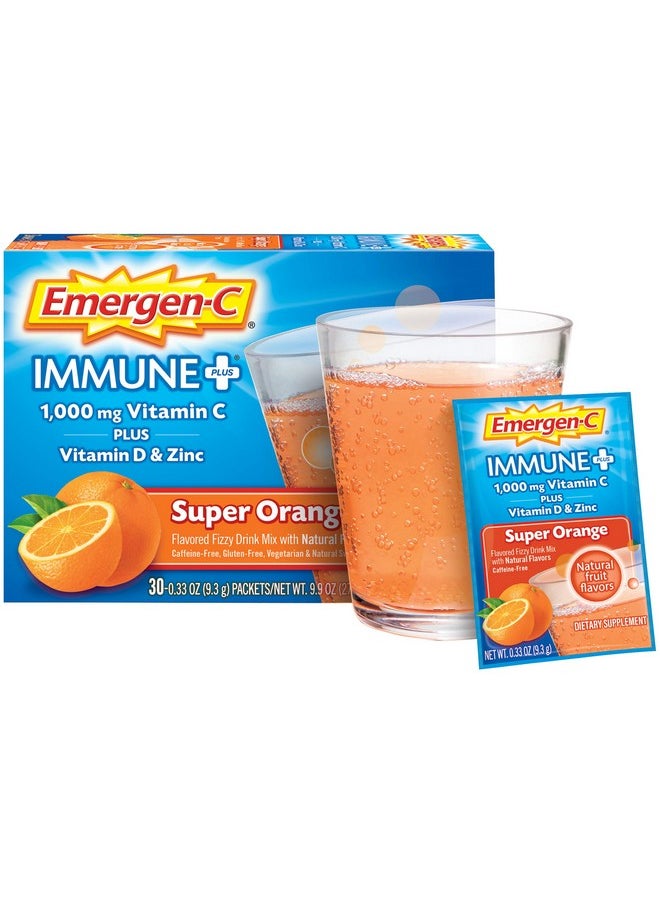 Emergen-C Immune+ 1000Mg Vitamin C Powder With Vitamin D Zinc Antioxidants And Electrolytes For Immunity Immune Support Dietary Supplement Super Orange Flavor 50 Count  - Image 5