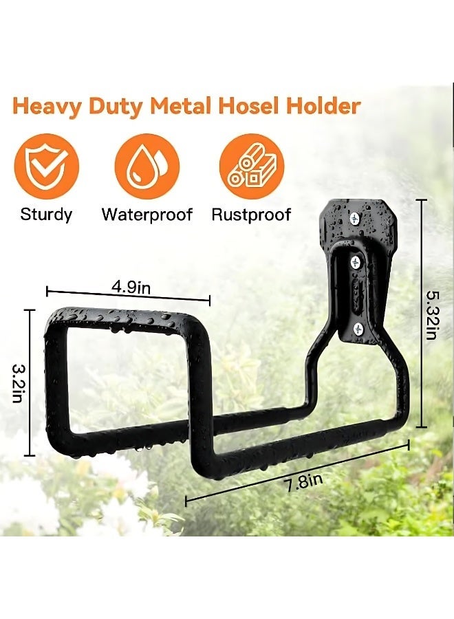 ALMiHomi 2pcs Heavy Duty Garden Hose Holder Wall Mount – Rustproof Metal Hose Hanger for Outdoor Water Hose, Garage Storage, Extension Cords, Tools – Easy Install & Space Saving - Image 3