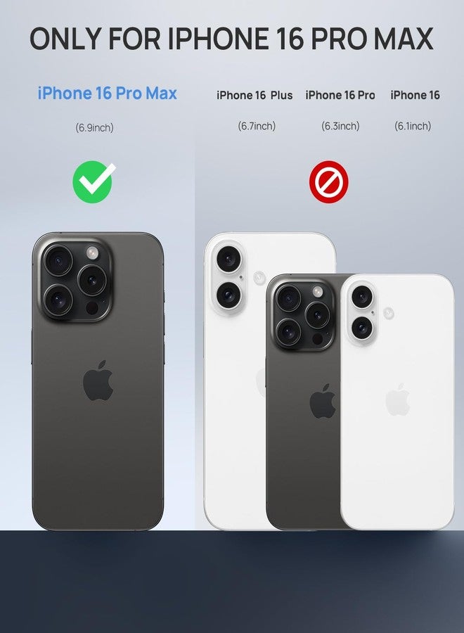 جراب Lanhiem المعدني لهاتف iPhone 16 Pro Max مع غطاء كاميرا وحامل [متوافق مع MagSafe] [مسند مدمج] [حماية من الدرجة العسكرية] جراب هاتف مغناطيسي متين وقوي، (أزرق) - Image 2