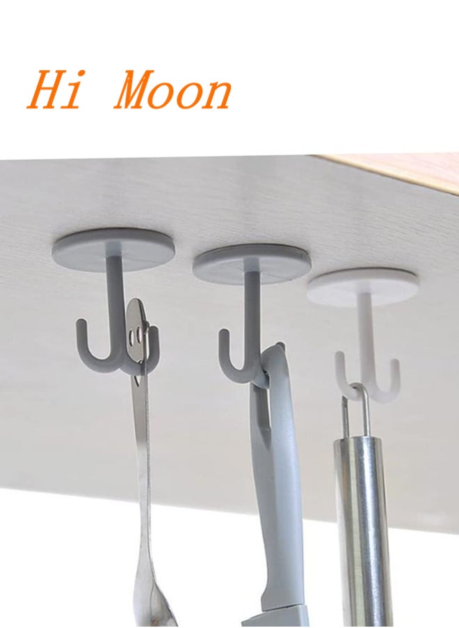 Hi Moon 3PCS Adhesive Coat Hook Plastic Ceiling Hooks Ceiling Towel Hooks Under Shelf Key Hooks Kitchen Cabinet Hooks Kitchen Towel Hooks Robe Towel Hook Bathroom Hook Bathrobe Sucker  - Image 5