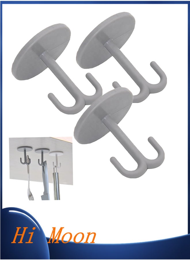 Hi Moon 3PCS Adhesive Coat Hook Plastic Ceiling Hooks Ceiling Towel Hooks Under Shelf Key Hooks Kitchen Cabinet Hooks Kitchen Towel Hooks Robe Towel Hook Bathroom Hook Bathrobe Sucker  - Image 1