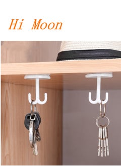 Hi Moon 3 قطع من خطافات المعاطف اللاصقة وخطافات السقف البلاستيكية وخطافات مناشف السقف وخطافات المفاتيح أسفل الرف وخطافات خزانة المطبخ وخطافات مناشف المطبخ وخطاف منشفة رداء الحمام ومصاصة رداء الحمام  - Image 3