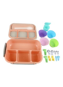 Thoraya 16PCS Set Bento Box Reusable 1300ml 4 Compartment Adult Lunch Box with Spoon for Fruit Lunch Pink  - Image 2