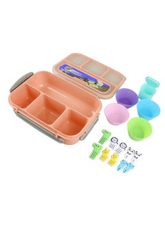 Thoraya 16PCS Set Bento Box Reusable 1300ml 4 Compartment Adult Lunch Box with Spoon for Fruit Lunch Pink  - Image 3