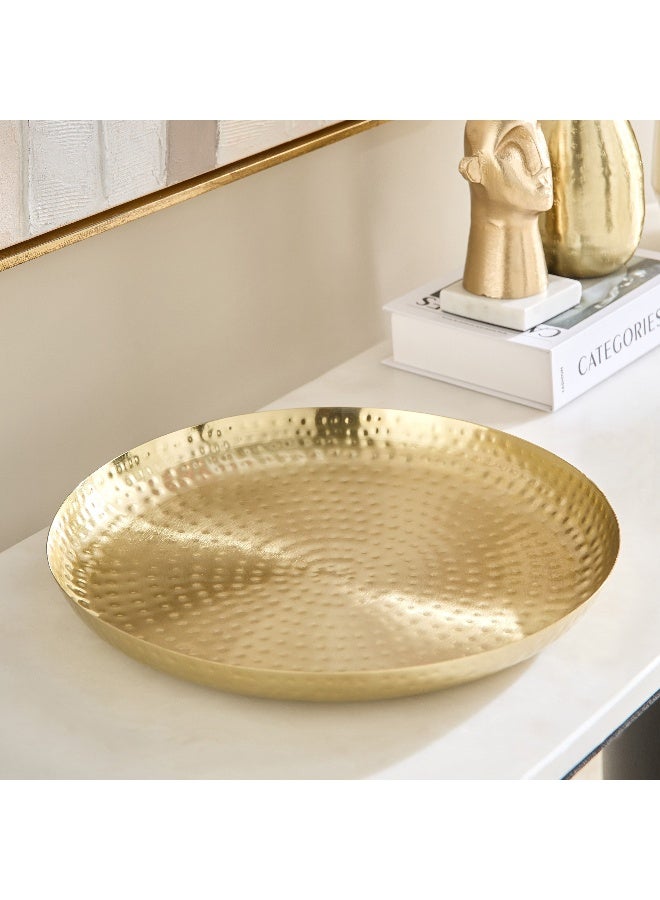 Home Box Avya Metal Hammered Round Tray - 35x35x4 cm - Image 1