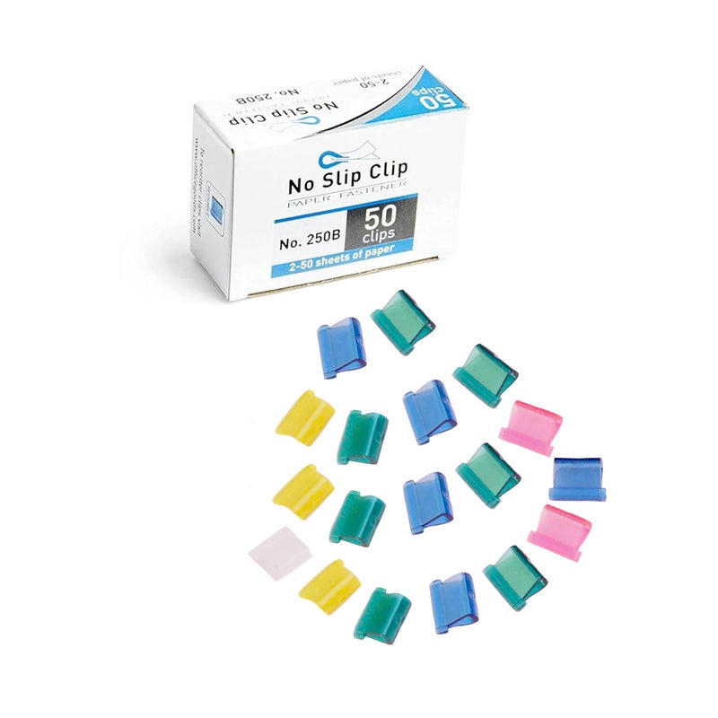 OfficeGoods No Slip Clip Refills - Binds Up to 50 Pages - Reusable - Works with No Slip Clip Dispenser - 50 ct Box Each Small & Large - 100 ct Total - Multicolor - Image 1
