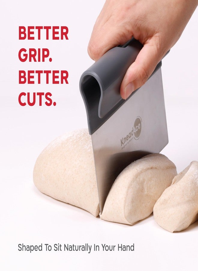 KneadAce Dough Scraper & Baker’s Brush.Stainless Steel Bench Scraper & Flour Cleaning Brush. Kitchen Tool for Pastry, Sourdough and Baking Prep Bread Dough Cutter, Gift For Bakers (Gray/Turquoise) - Image 3