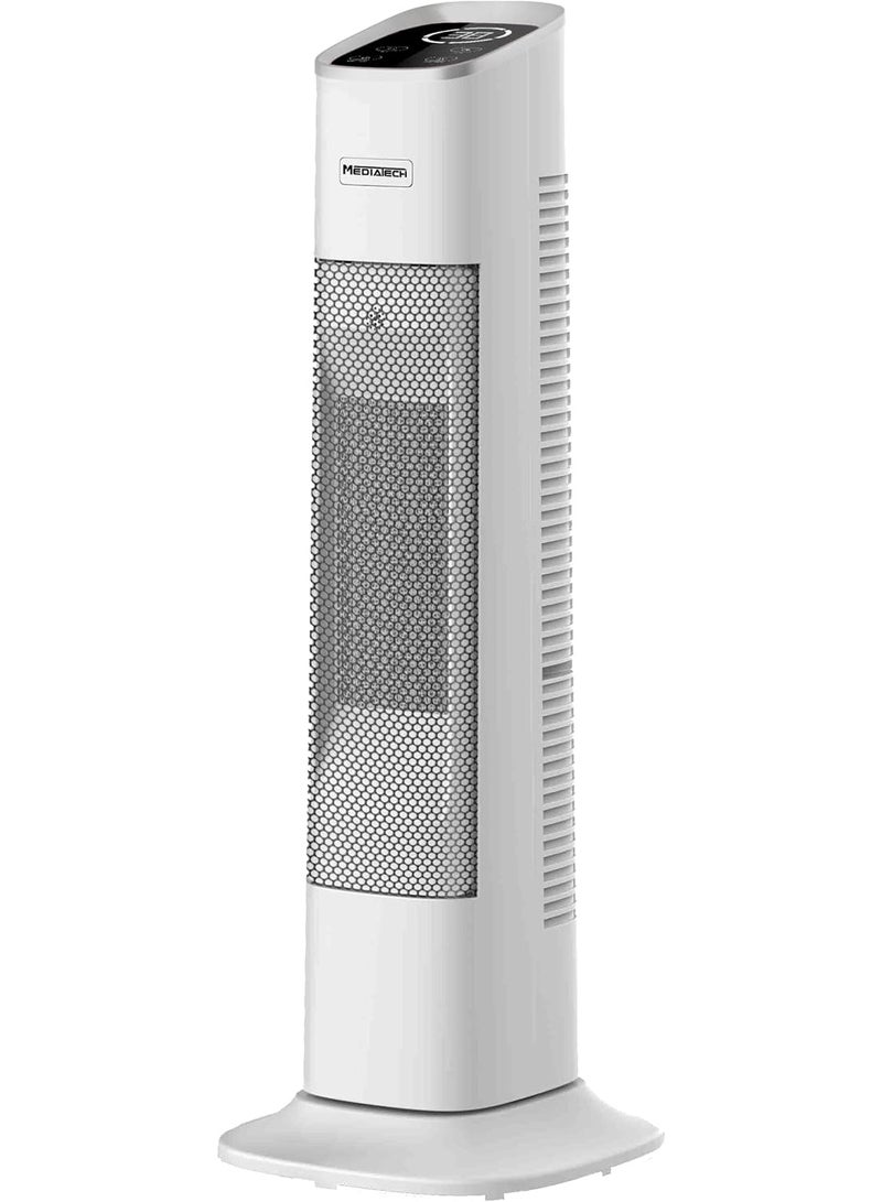 Media Tech Electric Tower Ceramic Heater ,2000 Watt ,Thermostat, Movable base ,Safty lock Remote Control, MT-TCH005- White - Image 4