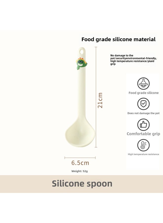 Generic - Silicone Spatula Frying Shovel Soup Spoon Food Clip Egg Beater High Temperature Resistant Food Grade Children's Food Supplement Tableware Four-piece Set-Specifications:Cartoon Spoon - Image 1