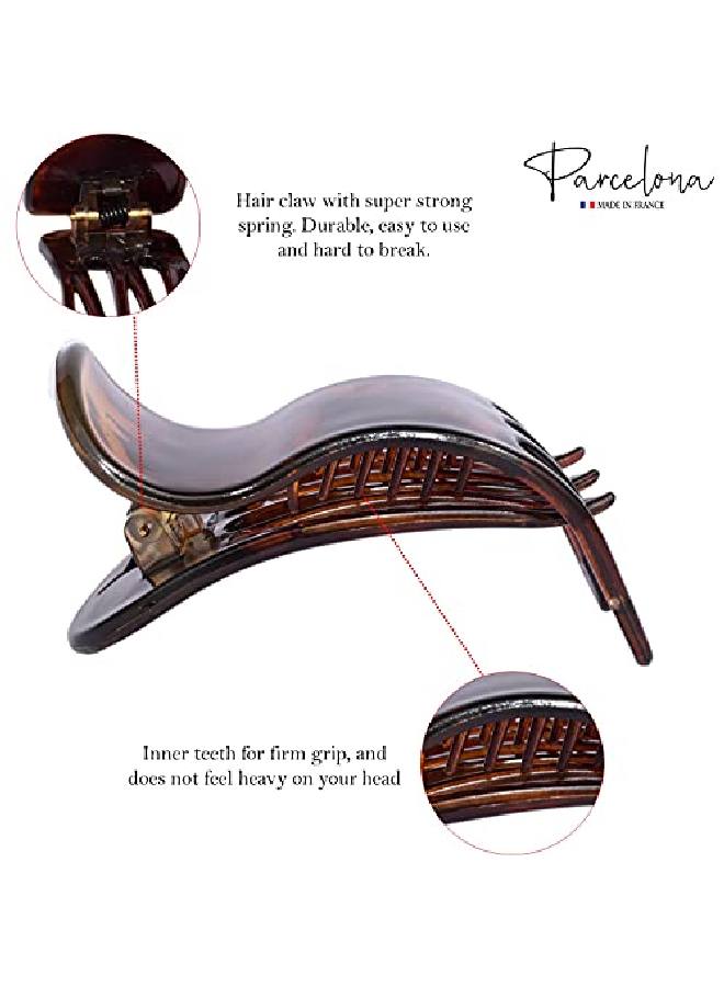 Parcelona French Simply Bear Paw Tortoise Shell Celluloid Medium Side Slide In Jaw Yoga Hair Claw Clip For Fine Hair - Image 4