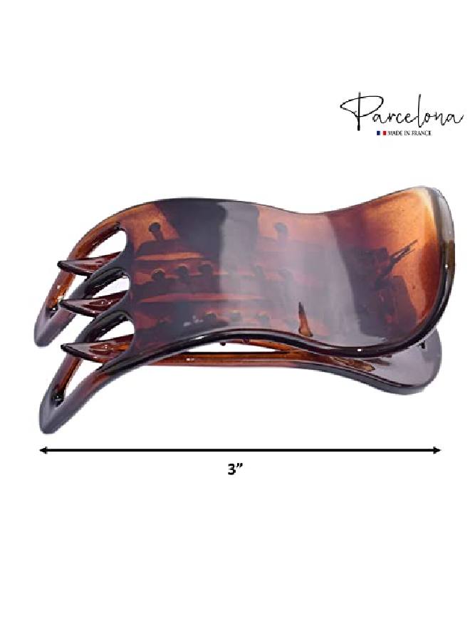 Parcelona French Simply Bear Paw Tortoise Shell Celluloid Medium Side Slide In Jaw Yoga Hair Claw Clip For Fine Hair - Image 5