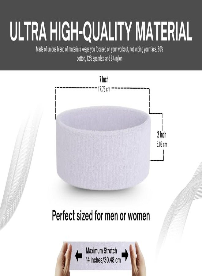 Gmefvr Sports Sweatband Headband & Wristband | Stretch, Soft, Sweat-Absorbing Cotton Blend | Gym, Running, Tennis, Basketball, Yoga | Unisex, Non-Slip, Washable (Headband + Wristband White) - Image 2
