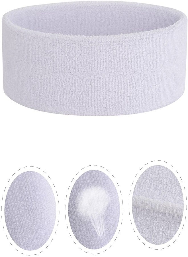 Gmefvr Sports Sweatband Headband & Wristband | Stretch, Soft, Sweat-Absorbing Cotton Blend | Gym, Running, Tennis, Basketball, Yoga | Unisex, Non-Slip, Washable (Headband + Wristband White) - Image 5
