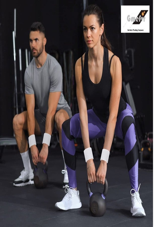 Gmefvr Sports Sweatband Headband & Wristband | Stretch, Soft, Sweat-Absorbing Cotton Blend | Gym, Running, Tennis, Basketball, Yoga | Unisex, Non-Slip, Washable (Headband + Wristband White) - Image 4