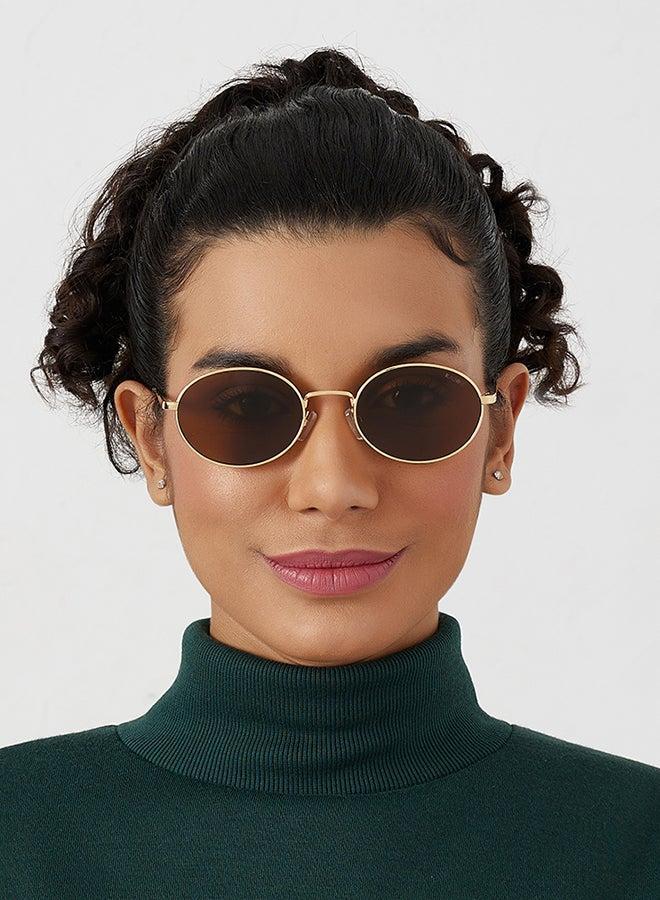 بلاك أوت بلاك آوت بيس نظارات شمسية بيضاوية للجنسين مع حماية من الأشعة فوق البنفسجية أربعمائة - ذهبي وأزرق - Image 3