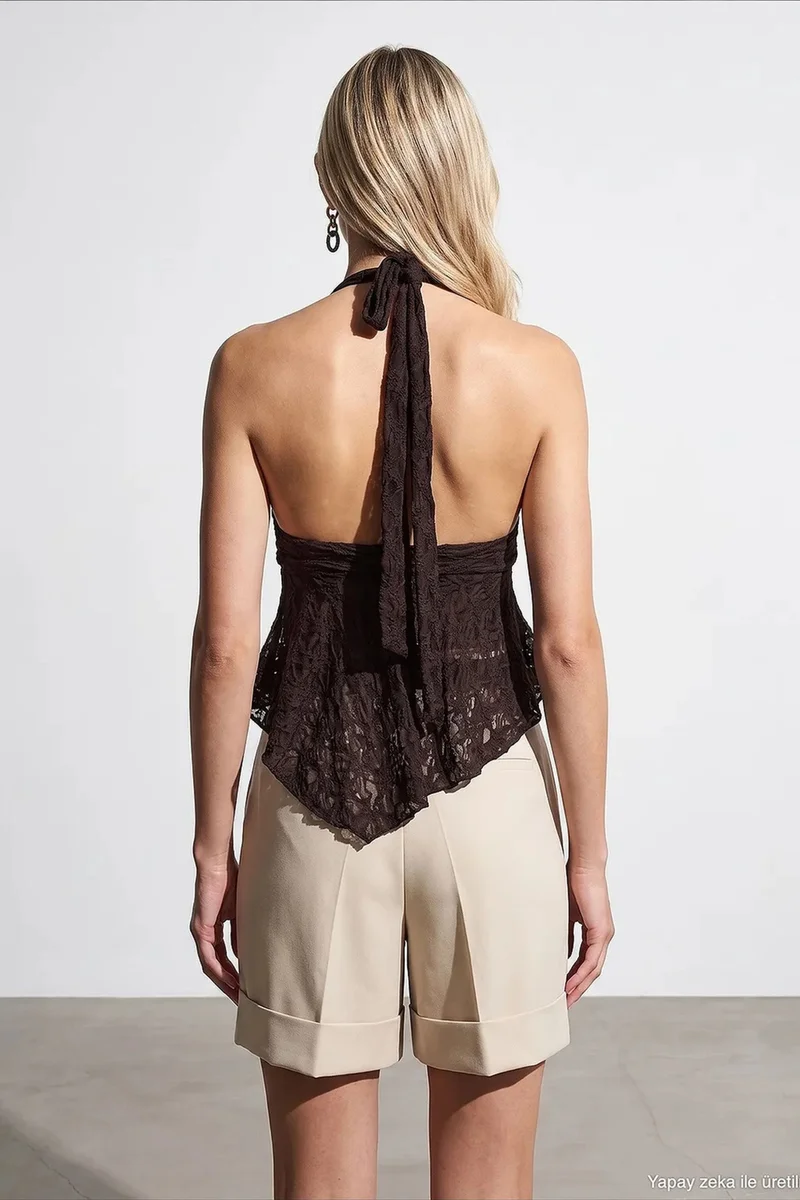 Dilvin Coffee Brown DILVIN Women’s Polyamide Elastane Blouse for Women | Best Price UAE