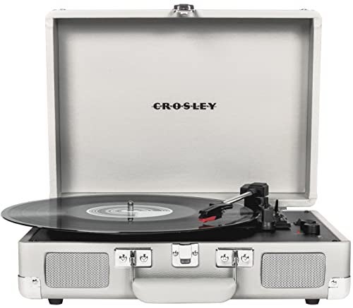 Crosley كروسلي CR8005F-WS كروزر بلس مشغل أسطوانات فينيل بتقنية بلوتوث 3 سرعات، رمل أبيض - Image 1