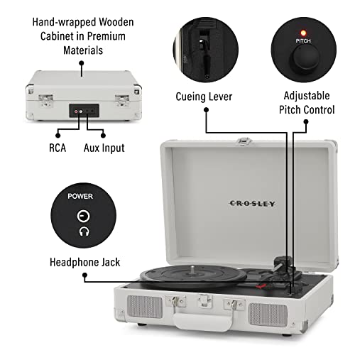 Crosley كروسلي CR8005F-WS كروزر بلس مشغل أسطوانات فينيل بتقنية بلوتوث 3 سرعات، رمل أبيض - Image 3