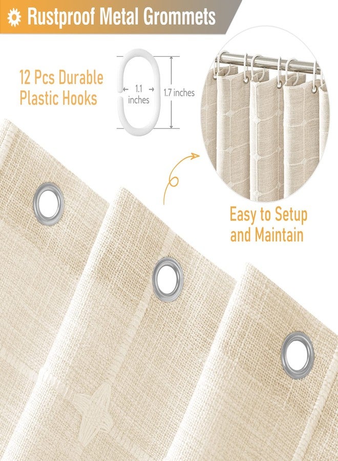 BTTN Extra Long Shower Curtain, 72x84 Inch Long Boho Tassel Linen Fabric Shower Curtain Set with Plastic Hooks, Tall Modern Farmhouse French Country Chic Cloth Shower Curtain for Bathroom, Cream/Beige - Image 5