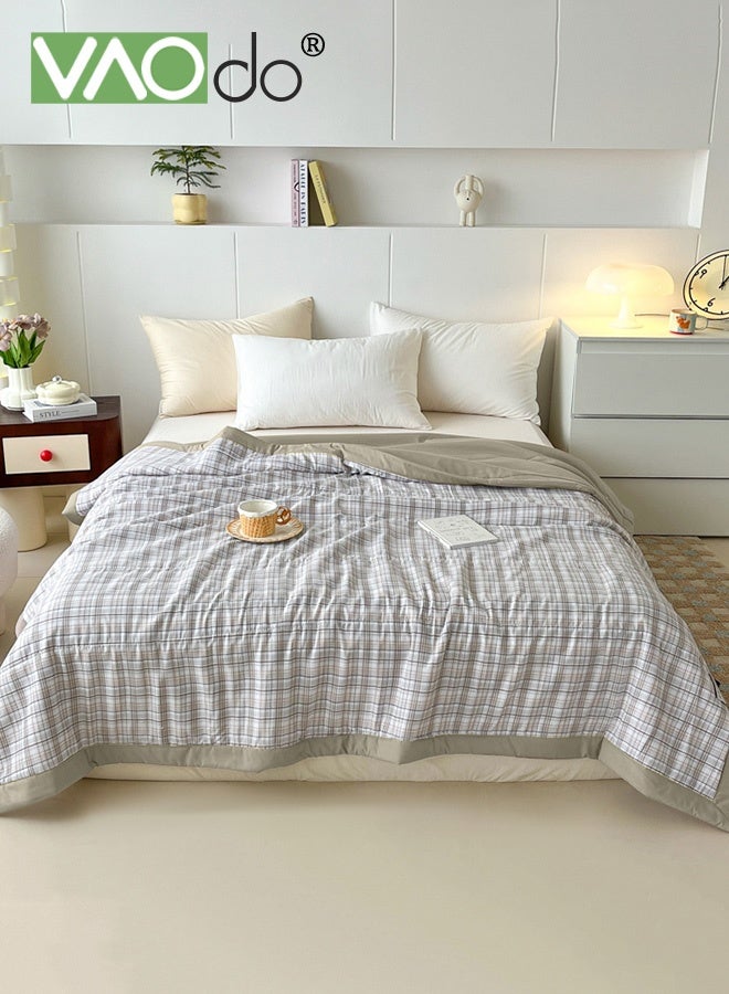 VAOdo Machine Washable Quilt, Pure Color Double-sided Use, Washed Cotton Material Bed Quilt Soft and Breathable Lightweight Blanket for All Season 200*230CM - Image 2
