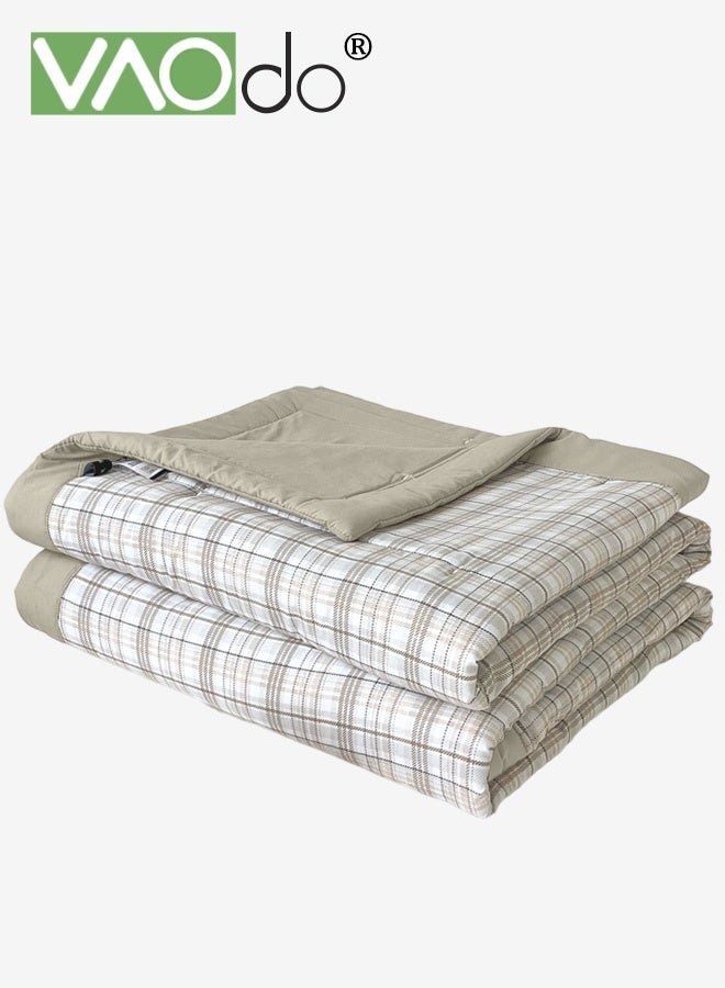 VAOdo Machine Washable Quilt, Pure Color Double-sided Use, Washed Cotton Material Bed Quilt Soft and Breathable Lightweight Blanket for All Season 200*230CM - Image 1