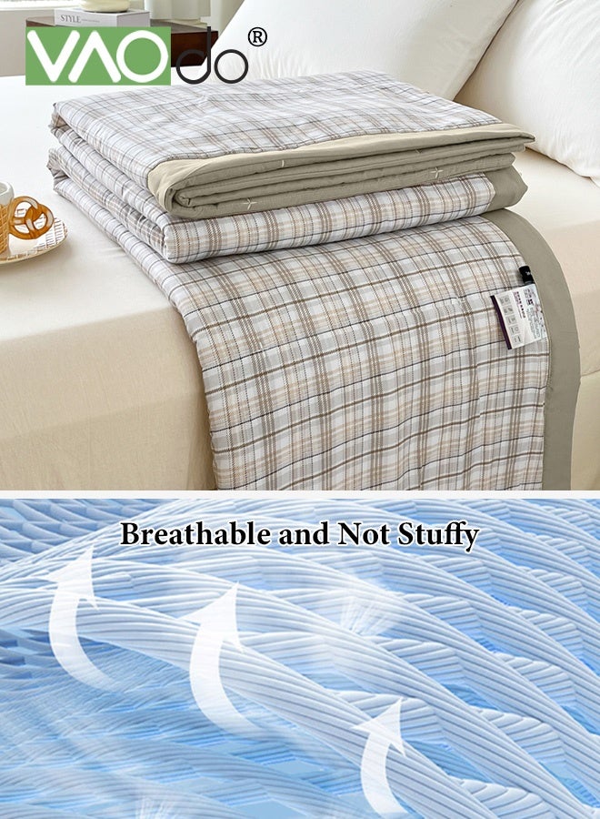 VAOdo Machine Washable Quilt, Pure Color Double-sided Use, Washed Cotton Material Bed Quilt Soft and Breathable Lightweight Blanket for All Season 200*230CM - Image 3