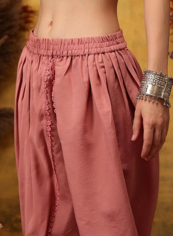 STREET 9 STREET 9 Pink Embroidered Thread Work Kurta and Dhoti Pants Set
