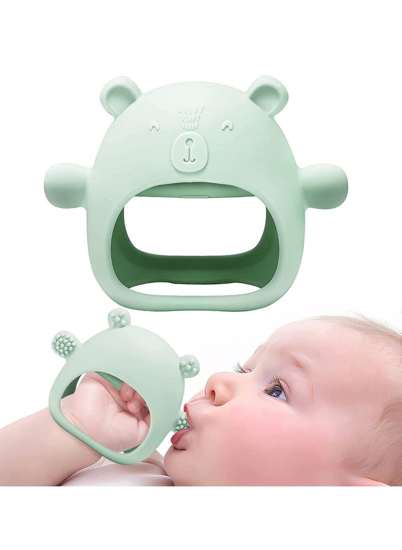 MIXDE - 1 Pack Bear Baby Teething Toy Silicone Teething Toys for Babies 0-6 Months 6-12 Months Anti Dropping Wrist Hand Teethers Baby Chew Toys for Sucking Needs (Green) - Image 1