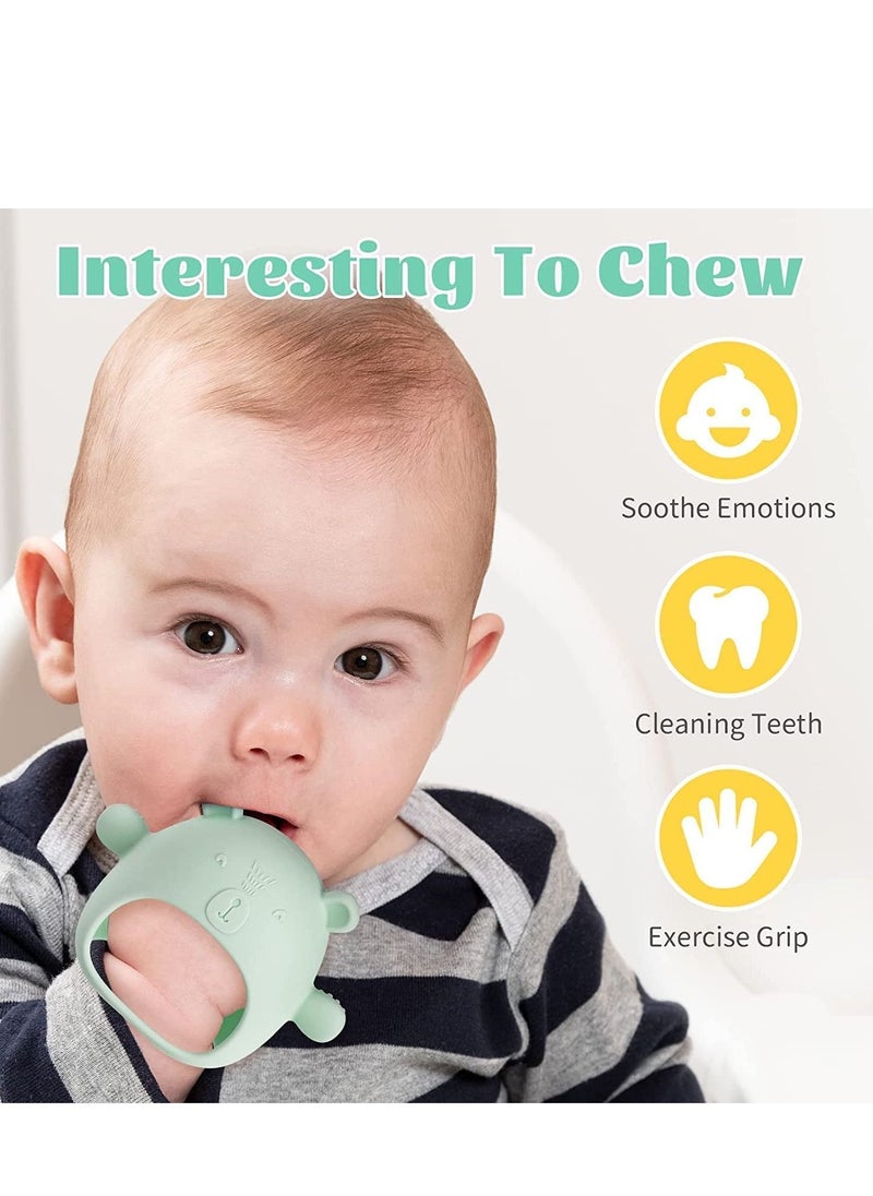 MIXDE - 1 Pack Bear Baby Teething Toy Silicone Teething Toys for Babies 0-6 Months 6-12 Months Anti Dropping Wrist Hand Teethers Baby Chew Toys for Sucking Needs (Green) - Image 1