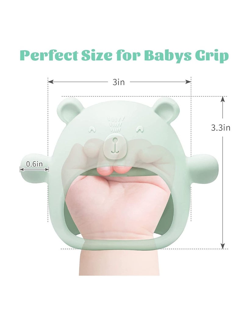 MIXDE - 1 Pack Bear Baby Teething Toy Silicone Teething Toys for Babies 0-6 Months 6-12 Months Anti Dropping Wrist Hand Teethers Baby Chew Toys for Sucking Needs (Green) - Image 1