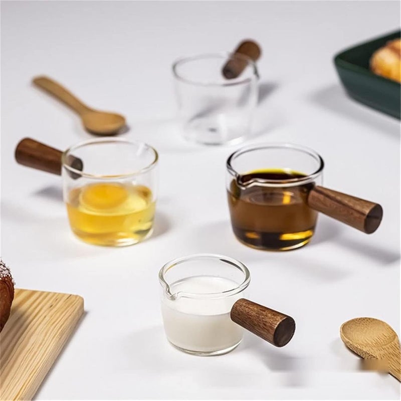 Mini Glass Pot with Wooden Handle – Heat-Resistant Pot for Coffee, Milk, Sauce, and Kitchen Use – Compact & Elegant Design - Image 3