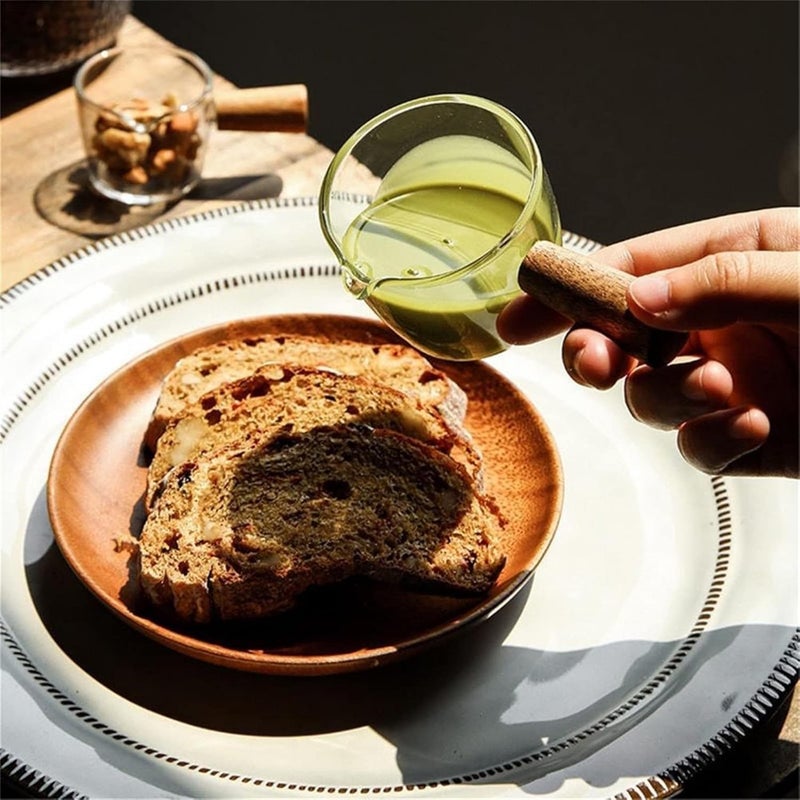 Mini Glass Pot with Wooden Handle – Heat-Resistant Pot for Coffee, Milk, Sauce, and Kitchen Use – Compact & Elegant Design - Image 2