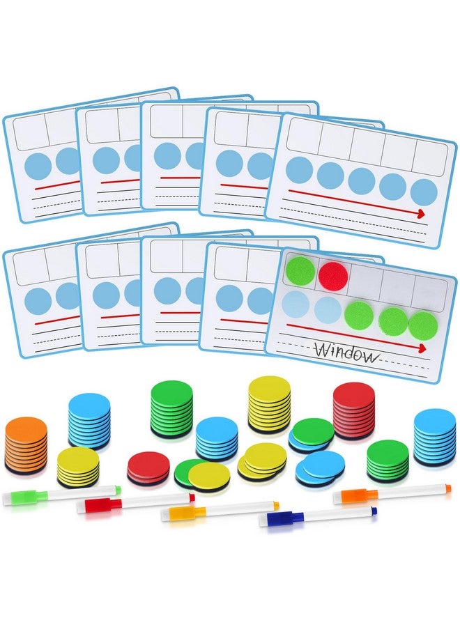 Nezyo 10 Pcs Phonemic Awareness Games Dry Erase Board Phonics Games With Magnetic Button And Pen Educational Gift For Kindergarten Classroom Kids Letter Sound Science Reading (Blue) - Image 1