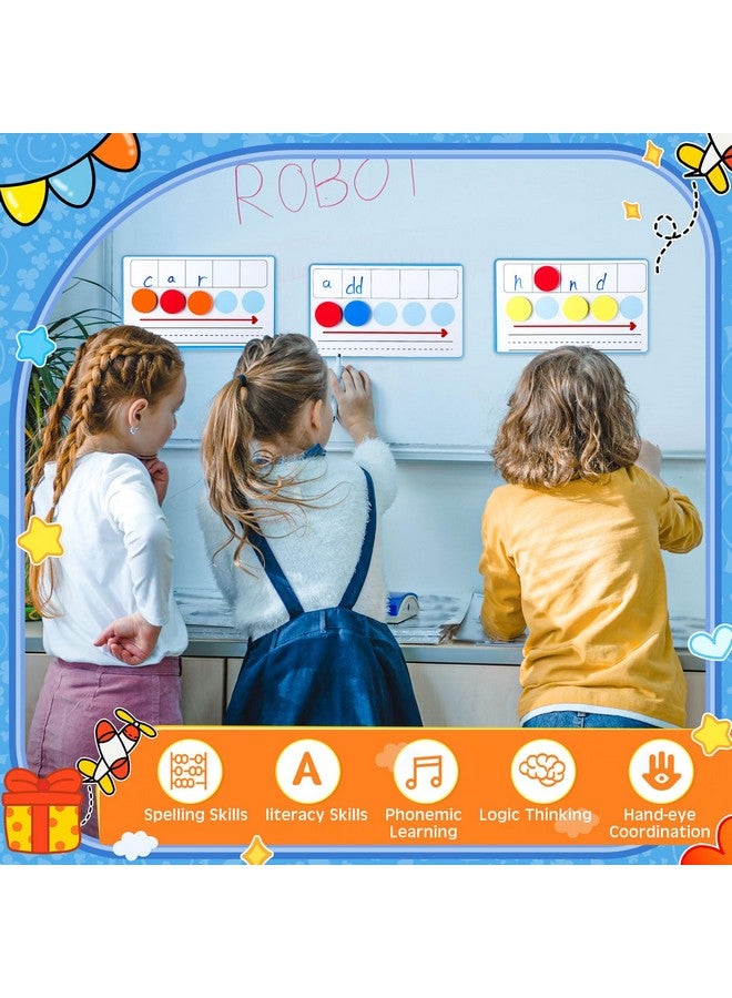 Nezyo 10 Pcs Phonemic Awareness Games Dry Erase Board Phonics Games With Magnetic Button And Pen Educational Gift For Kindergarten Classroom Kids Letter Sound Science Reading (Blue) - Image 5