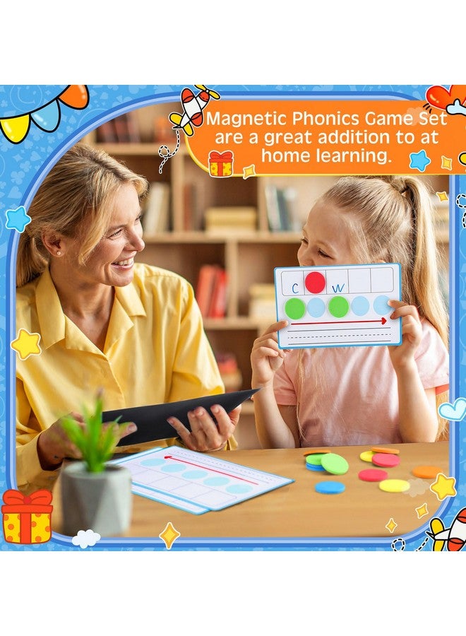 Nezyo 10 Pcs Phonemic Awareness Games Dry Erase Board Phonics Games With Magnetic Button And Pen Educational Gift For Kindergarten Classroom Kids Letter Sound Science Reading (Blue) - Image 4