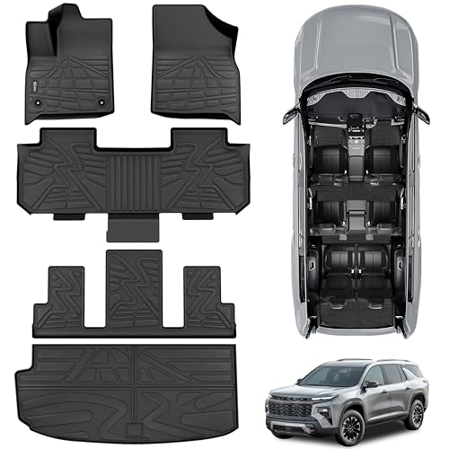 KARPAL Floor Mats for 20182023 Chevy Traverse 7 Seats with 2nd Row Bucket Seats AllWeather TPE Custom Fit Floor Liners Car Accessories