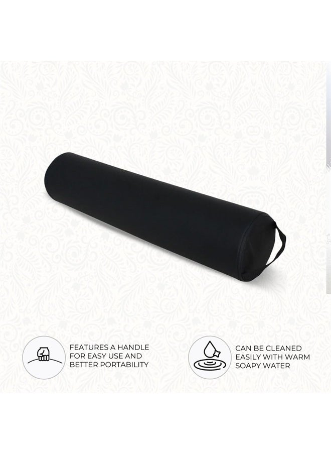 ForPro Professional Collection Full Round Bolster Pillow, Black, Oil and Stain-Resistant, for Massage and Yoga, 6" R x 26" L  - Image 4