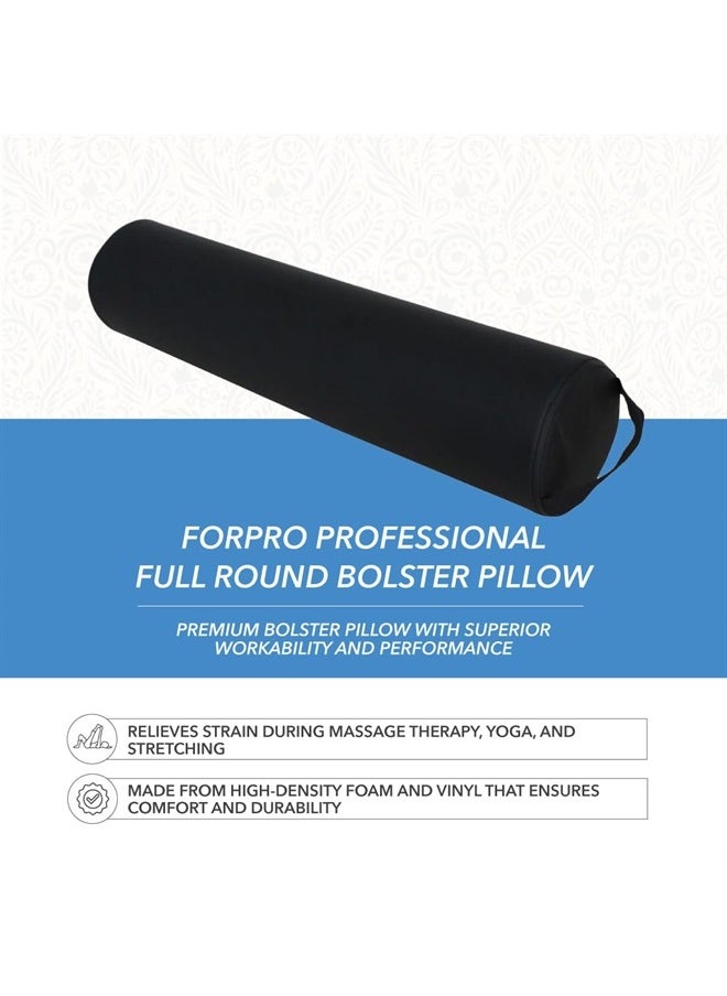 ForPro Professional Collection Full Round Bolster Pillow, Black, Oil and Stain-Resistant, for Massage and Yoga, 6" R x 26" L  - Image 3