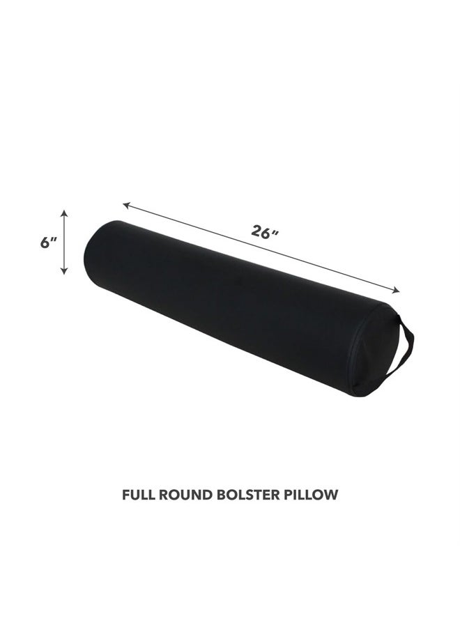 ForPro Professional Collection Full Round Bolster Pillow, Black, Oil and Stain-Resistant, for Massage and Yoga, 6" R x 26" L  - Image 2