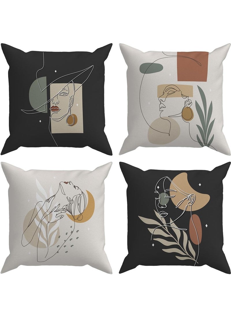 Evdeki Çarşı Evik Abstract 4-Piece Throw Pillow Case DS81 45X45 cm  - Image 1