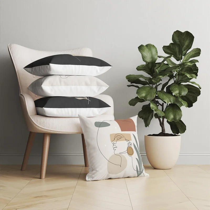 Evdeki Çarşı Evik Abstract 4-Piece Throw Pillow Case DS81 45X45 cm