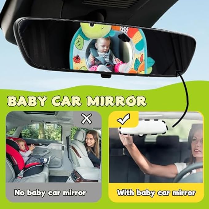 INFANT CAR SEAT TOY - KICK AND PLAY ACTIVITY CENTER WITH MIRROR, TEETHER AND CRINKLE PAPER, FUN TRAVEL BABY TOY FOR REAR CAR SEAT, EASIER DRIVE WITH NEWBORNS, BABIES - Image 5
