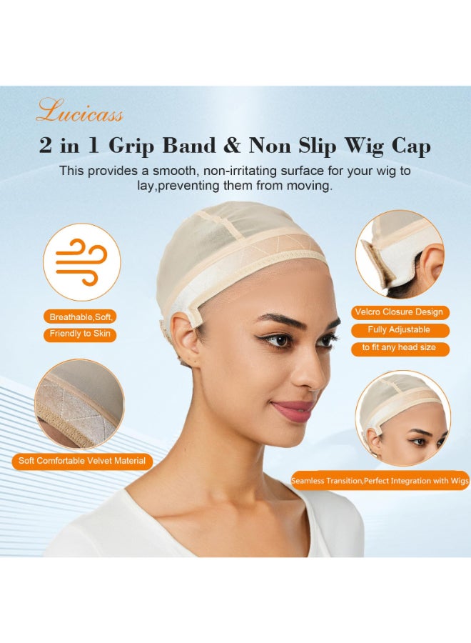 lucicass Wig Cap for WomenWig Grip Cap for Keeping Wigs in PlaceNon Slip Caps with Velvet Grip Band Make Your Wigs Be GluelessNudeM - Image 4