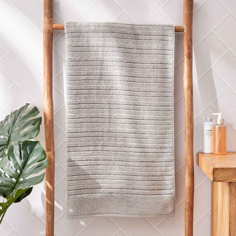 Home Centre Pack of 2-SS24-100% Cotton Zero Twist Bath Towel - 70CM X 1.5M - Grey - Image 1