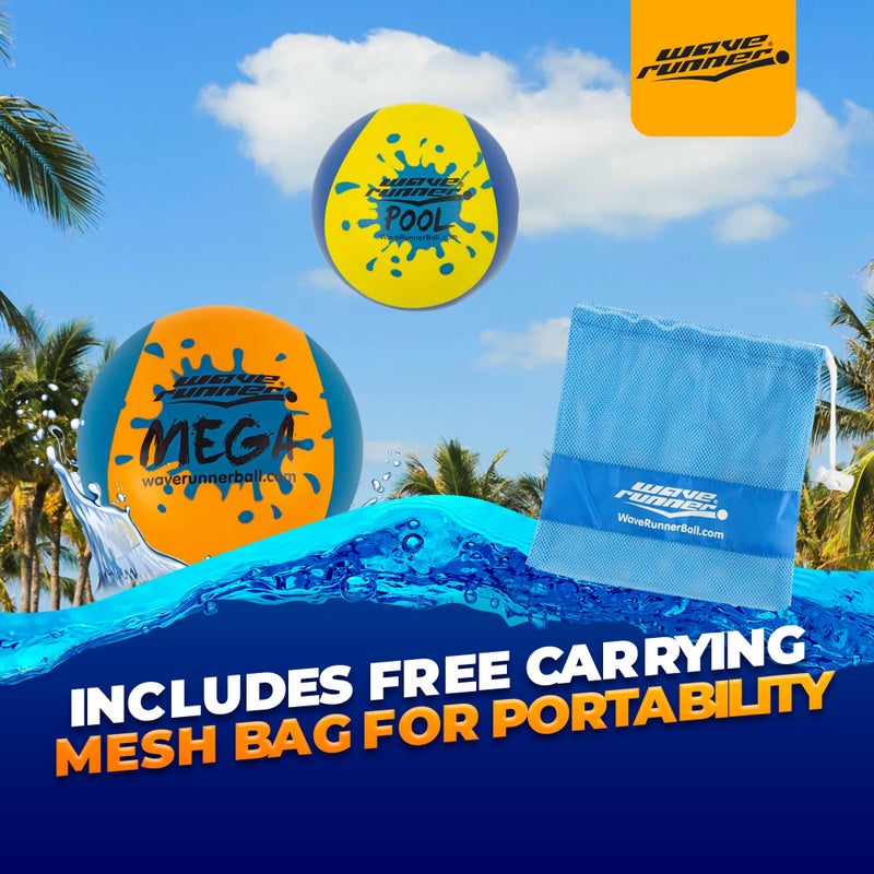 Wave Runner Soft Foam Water Skipping Ball | 2-Pack Bundle | Speed Duo Set Includes Two Water Bouncing Balls Mega Ball & Grip Ball | Great Summer Toy for Beach Swimming Pool River Lake (2 Large Balls) - Image 3